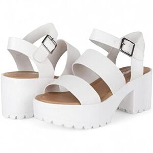 Block Heel Sandals with Adjustable Ankle Strap Platform
